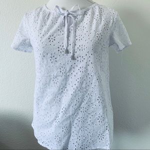 BYdesign top front embroidered floral cutouts sz S